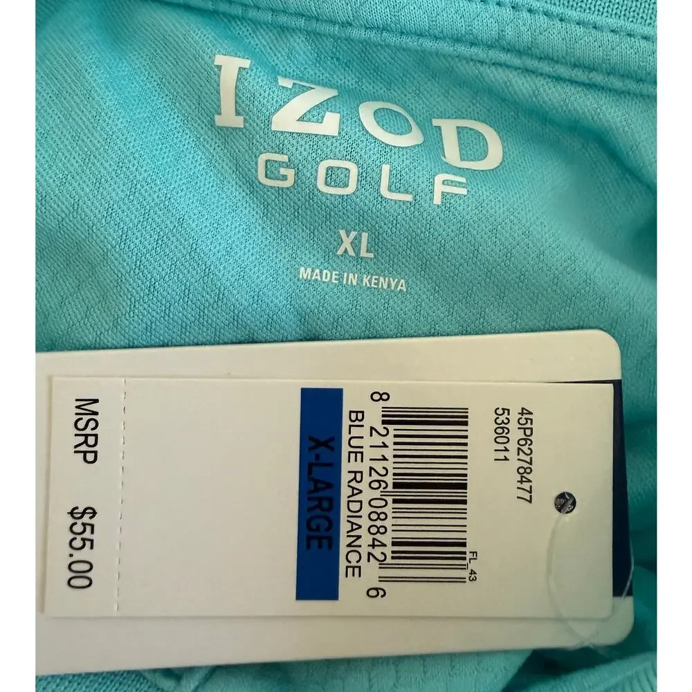 IZOD Golf Polo Mens Shirt XL Extra Large UPF 15 Sun Control Blue Collar NWT New - Picture 8 of 11